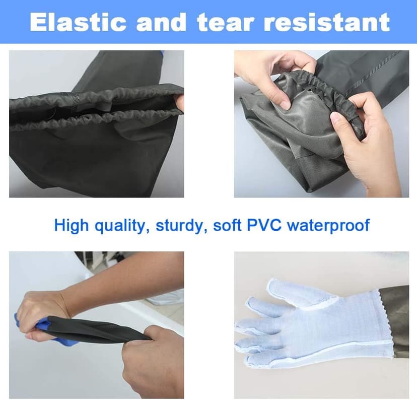 Haiou PVC Chemical Resistant, Long Rubber, Heavy Duty Waterproof Gloves for Chemical and Acid Work, 25 inches, Large-(Blue)