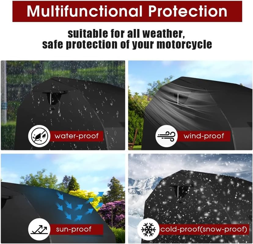 Heavy Duty Motorcycle Shelter Storage Sheds Motorcycle Garage, 136"x54" x75" Motorcycle Cover Waterproof Outdoor Motorcycle Tent with Lock