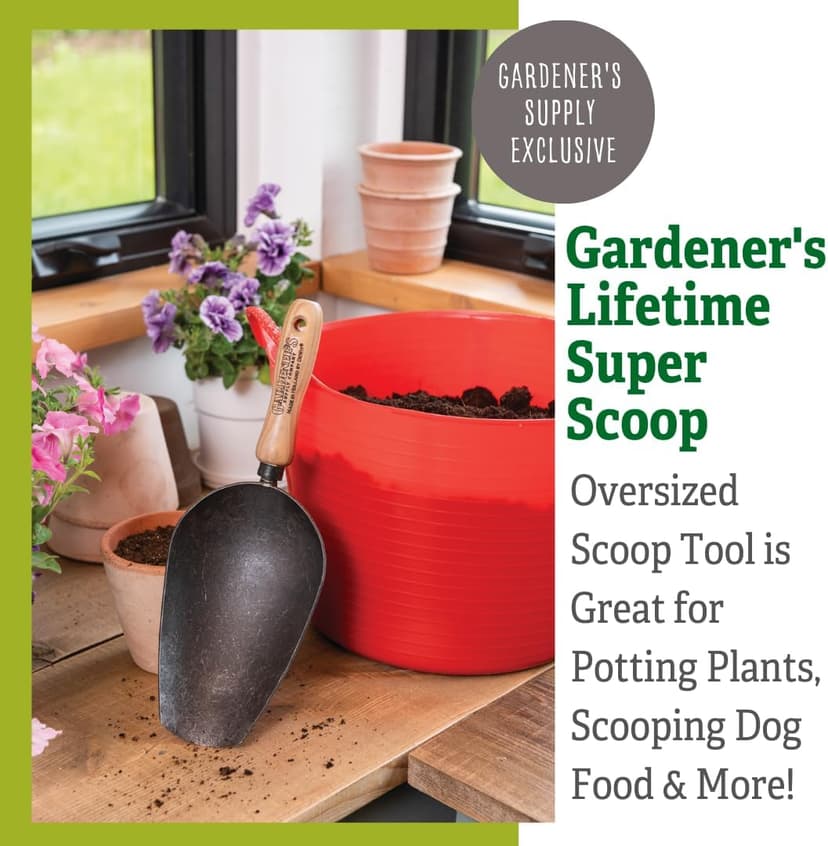 Gardener’s Supply Company Lifetime Super Scoop | Heavy-Duty Steel Garden Multi-Use Oversized Scooping Tool | for Potting Plants, Gardening, Scooping Soil, Dog Food & More!
