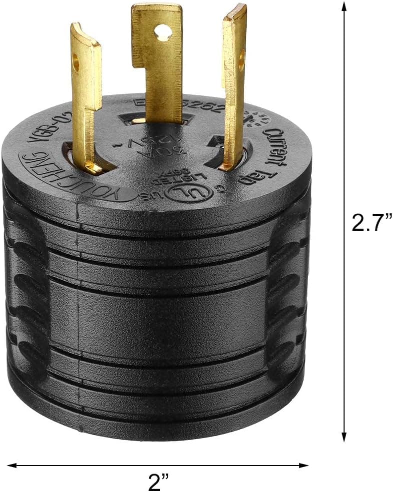 Miady RV Generator Adapter, 3-Prong 30A Male to 30Amp Female RV Power Plug for Camper Motorhome Trailer/UL Listed