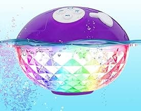Blufree Floating Pool Speakers with Colorful Lights, Bluetooth Wireless Pool Speaker Floatable IP68 Waterproof, Built-in Mic & Crystal Clear Sound Bluetooth Hot Tub Speaker for Pool Party Outdoors