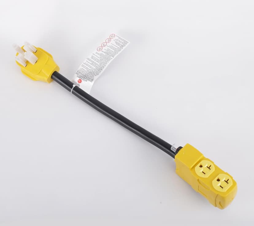 50Amp to 20 Amp 110V RV Distribution Adapter. 4 Prong NEMA 14-50P Male to 4*5-20R/5-15R Household Outlet Female with Circuit Breaker.RV Generator Adapter Cord 1.5FT.Yellow