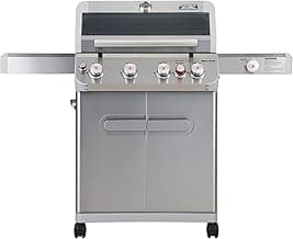 Monument Grills Outdoor Barbecue Stainless Steel 4 Burner Propane Gas Grill, 62,000 BTU Patio Garden Barbecue Grill with Side Burner and Knob Controls, Mesa415BZ