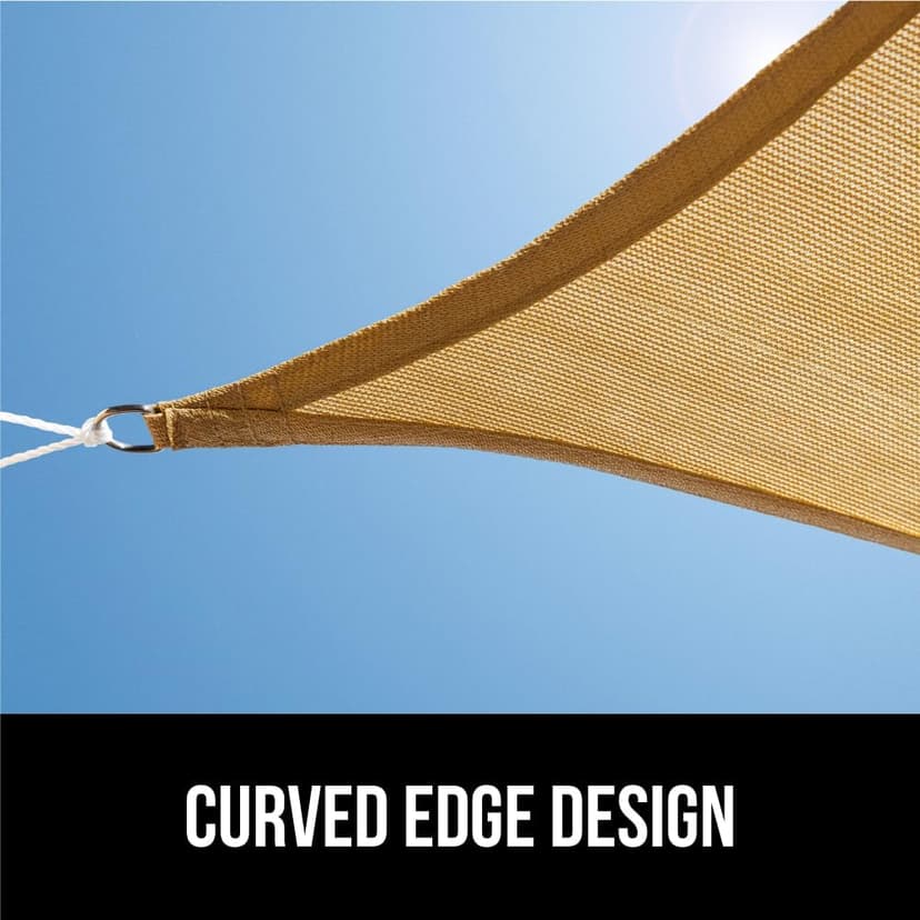 GORILLA GRIP Heavy Duty Sun Shade, UV Protection Fade Tear and Rust Resistant Rectangle Sunshade Canopy, Curved Edges Blocks Sunlight, Breathable Sail, Outdoor Patio, Lawn Garden 12x16 FT Sand