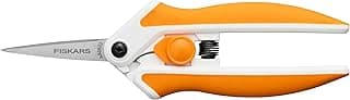 Fiskars Micro-Tip Spring Assisted Scissors, Precision Cutting Stainless Steel Blades, Comfort Handle, Cut Details in Fabric, Sewing Scissors and Arts and Crafts Tools