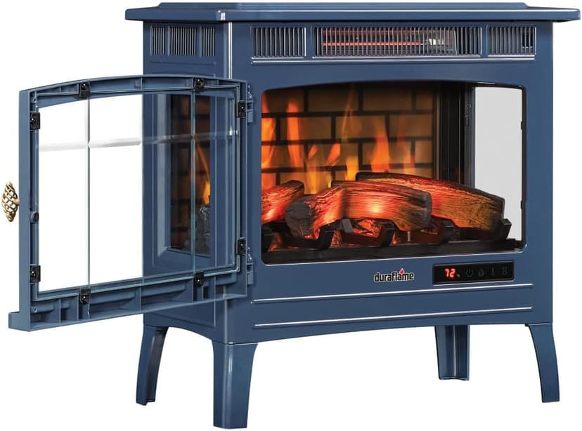 duraflame Freestanding Electric Fireplace Stove Heater with 3D Flame Effect for 1,000 Sq. Ft. Room, Navy