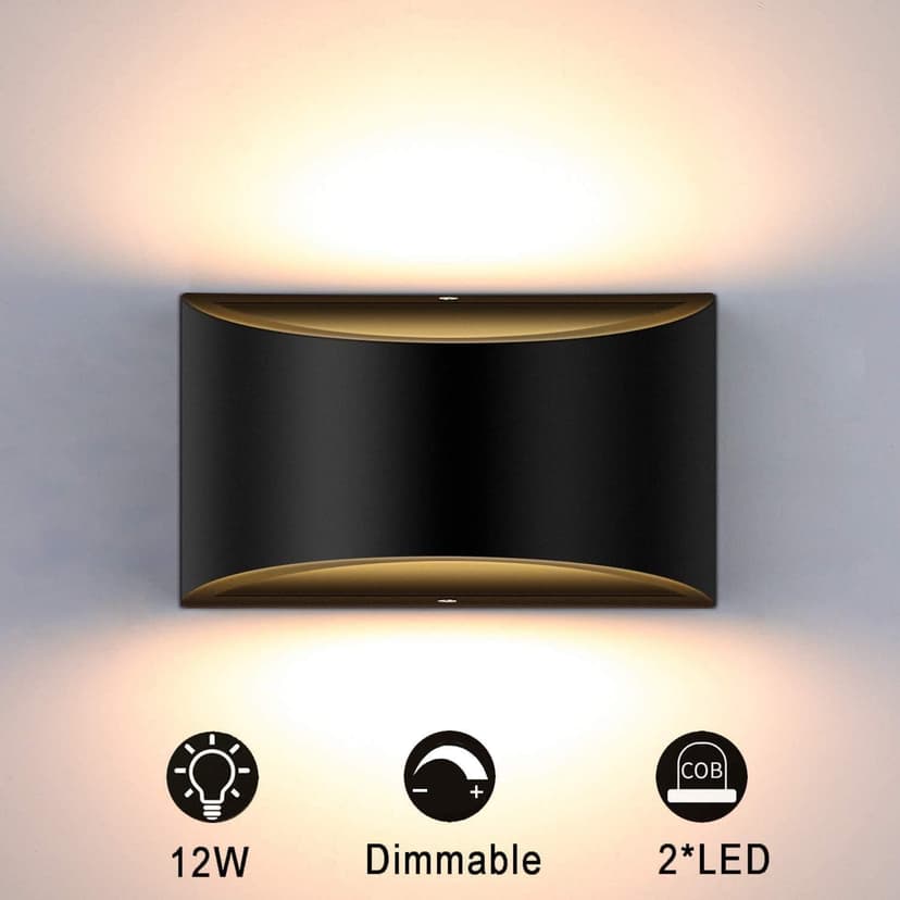 Lightess LED Wall Sconce Light Indoor Dimmable Wall Lights Modern 12W Hallway Wall Lighting for Living Room Bedroom Stair, Warm White