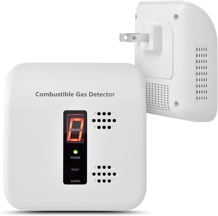 Gas Leak Detector, Natural Gas Alarm for Home & RV, Plug-in Propane Detector Monitor with Audible & Visual Alarm, AC 110V-240V, White Color