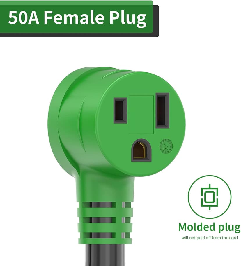 RVGUARD Welder Adapter, Generator 4 Prong 30 Amp to Welder 50 Amp Adapter, NEMA L14-30P to 6-50R Welding Adapter, 12 Inch, Green