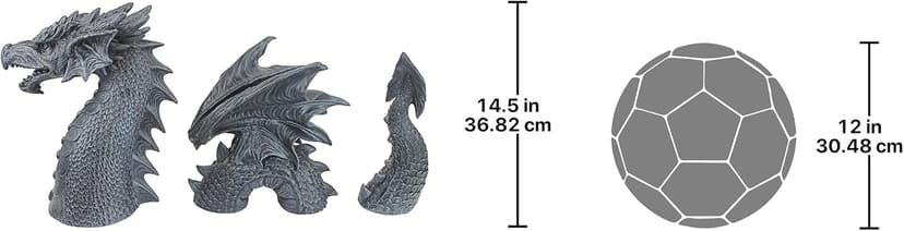 Design Toscano The Dragon of Falkenberg Castle Moat Lawn Garden Statue, 28 Inch Long, 14 Inch Tall, Cast Stone Resin, Gray Stone Finish