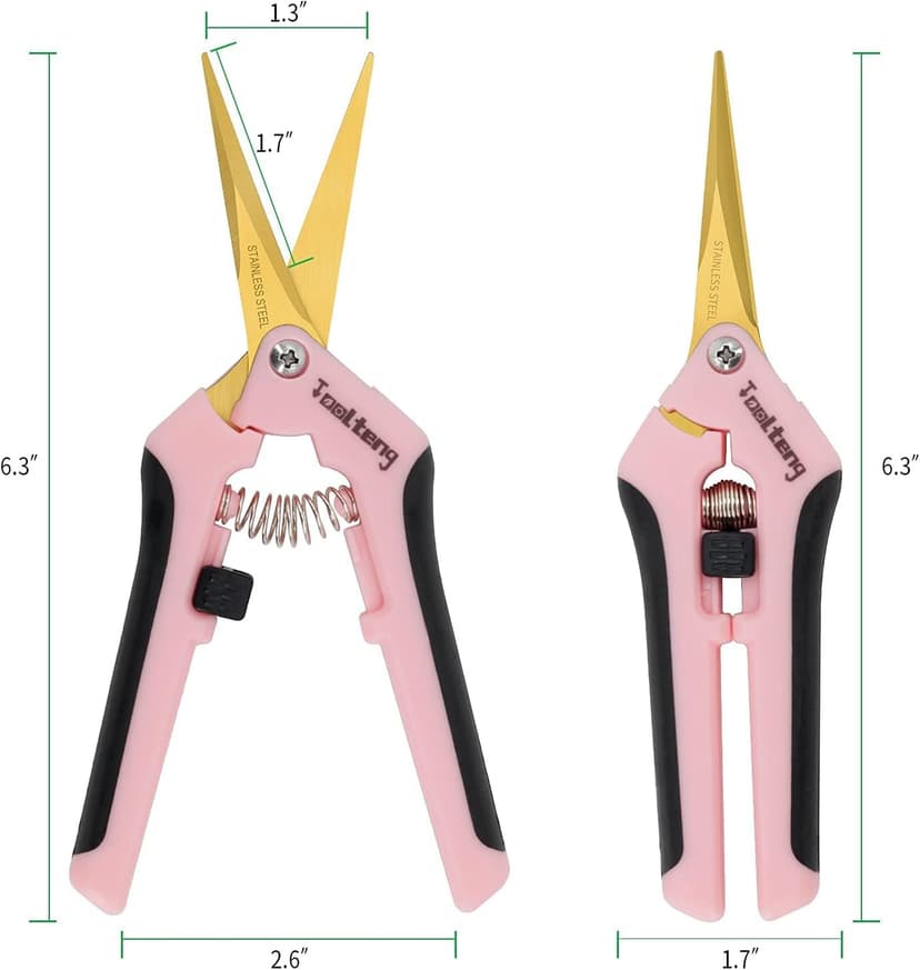 1 Pack Pruning Shears with Curved Blades, Garden Trimming Scissors, Gardening Hand Pruning Snips Titanium Coated Precision Bonsai Pruning Shears, Efficient Flower Cutters (Pink)