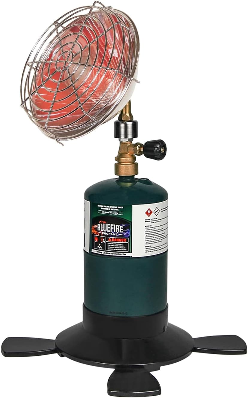 Portable Heater for Camping Outdoor Space Propane Heater 6200BTU Power with Control Valve Patio Heater Cordless 1lb Small Propane Gas Tank Holder Tent Garage Fishing stove buddy