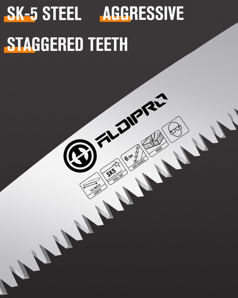 Folding Pruning Saw 10 Inch with Leather Sheath and Wenge Wooden Handle, SK5 Steel Blade, Foldable Hand Saw for Camping, Survival, Wood Cutting, Bushcraft and Tree Trimming