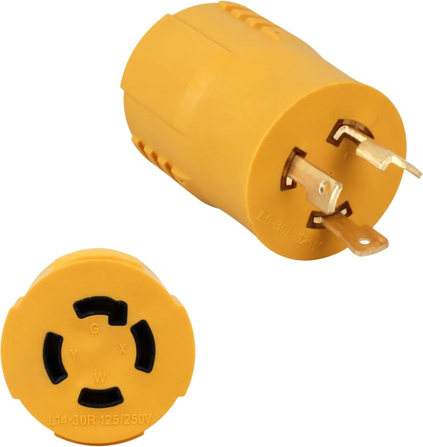 NEMA L5-30P to L14-30R Adapter,3 Prong to 4 Prong Generator Transfer Switch Adapter, 30 Amp L5-30P Generator Male Head and L14-30R House Power Inlet Box Female Head
