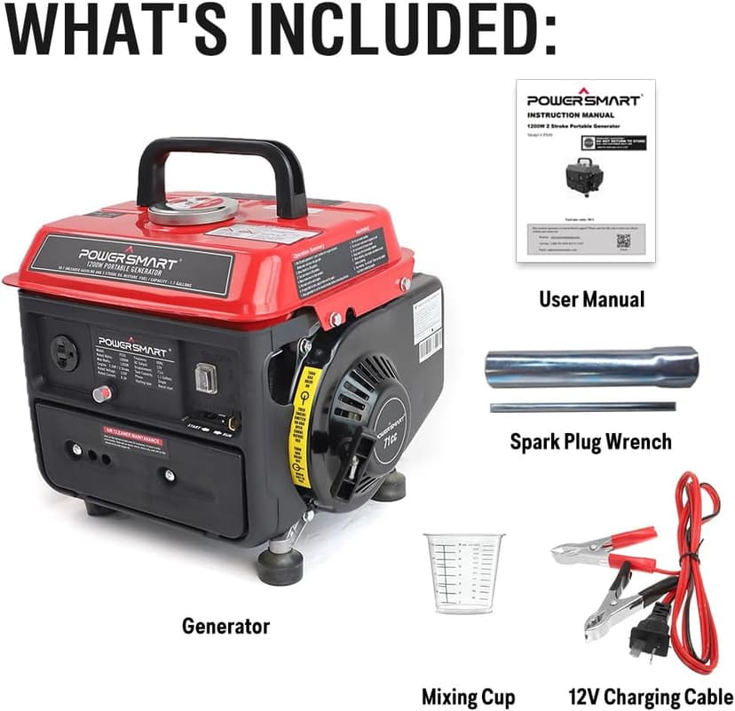 PowerSmart 1200-Watt Portable Generator with Super Quiet, Ultralight for Camping, PS50