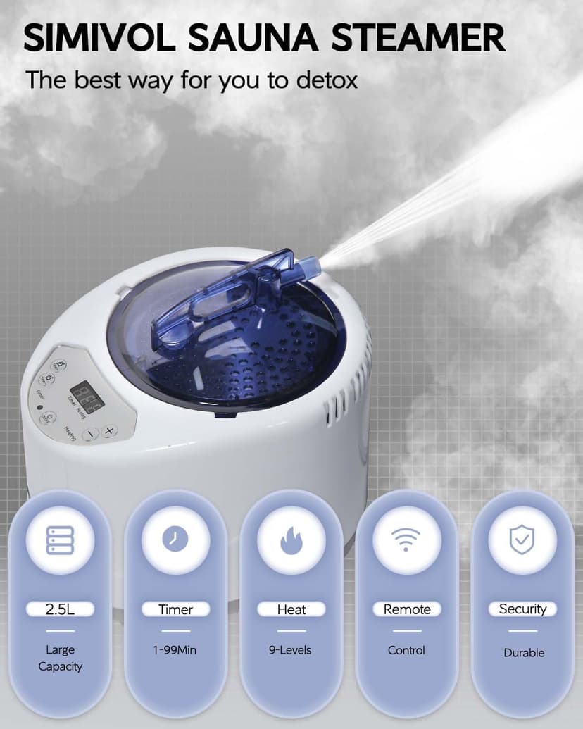 Sauna Steamer Machine, Portable Sauna Steamer, Steam Generator for Sauna, 2.5 Liter Home Sauna Steamer Pot with Remote Control, Steam Cup, Home Spa Sauna Accessories