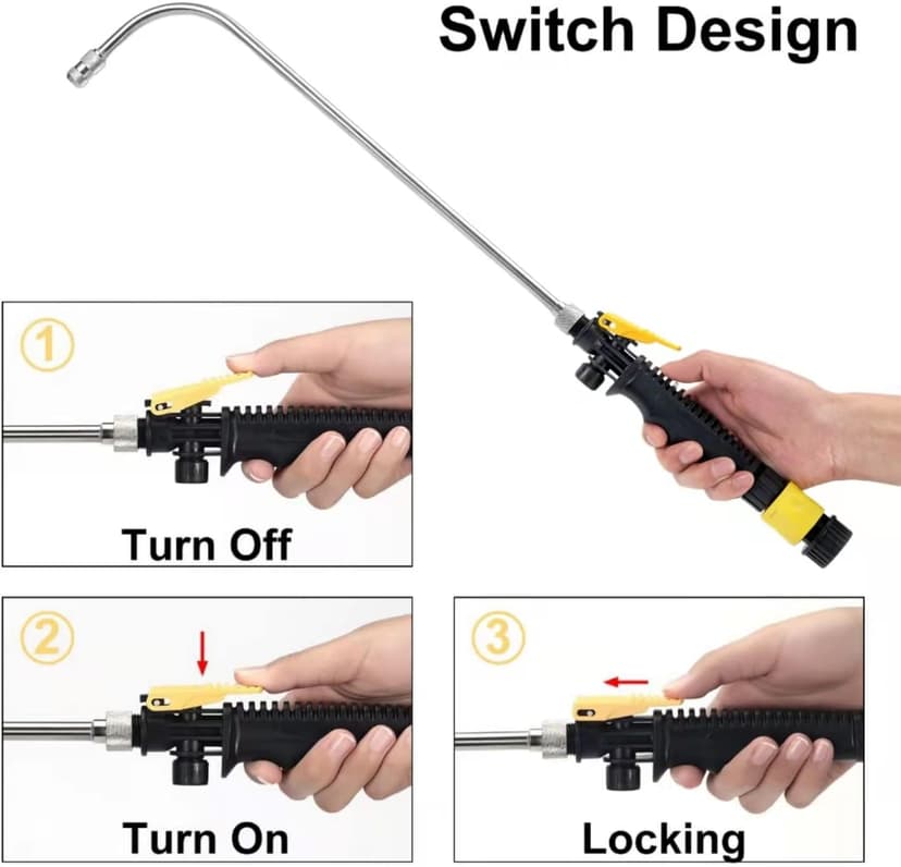 Mist Watering Wand For Hanging Baskets,25 Inch Spray Wand With Adjustable Nozzle, Car Pet Window Cleaning Tool, Great For Watering Seedbeds, Hanging Plants, Deck Plants.（90-degree curved nozzle）
