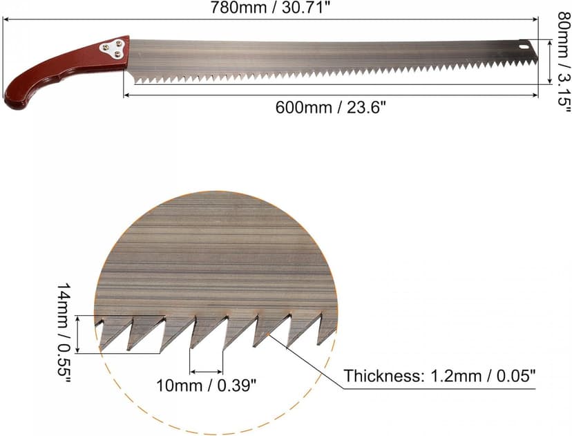 uxcell 24 Inch Pruning Saws, Straight Blade Hand Saw Wood Handle for Camping Garden Wood Tree Branches Trimming