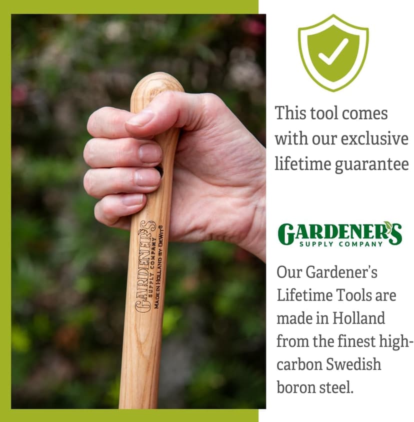 Gardener's Supply Company Supply Lifetime Half-Moon Hoe, Heavy Duty Forged Steel with Ergonomic Hardwood Handle, Gardening Hand Tool for Weeding and Loosening Soil