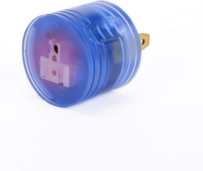 RV Power Adapter 30 amp to 110 Adapter, NEMA TT-30P to 5-15R , 30A Male to 15A Female (30M/15F-Round, Clean Blue)