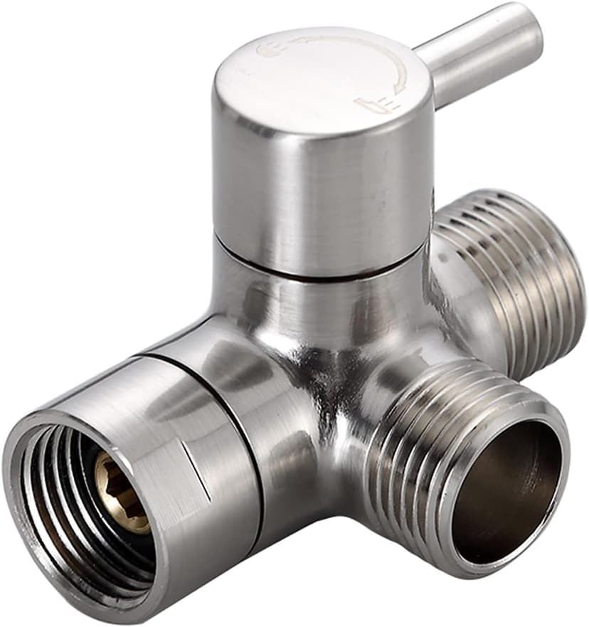 Little World Shower Arm Diverter Valve - 3 Way Shower Diverter Valve, G1/2 Solid Brass Fixed Spray System Diverter for Universal Hand Held Showerhead (Brushed Nickel)