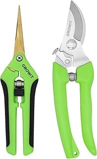 Pruning Shears & Gardening Scissors Set - 7" Titanium Coated Sharp Garden Clippers, Stainless Steel Flower Shears for Plant - Garden Pruners, Florist Scissors with Non-Slip Grip