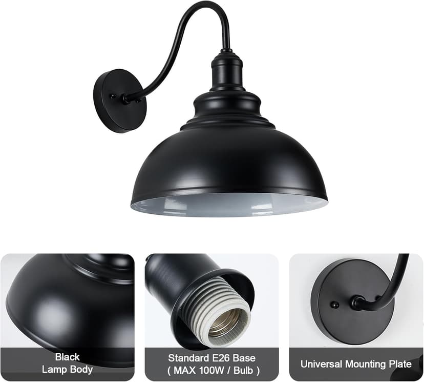 2 Pack Outdoor Wall Lights 14 inch Exterior Barn Wall Sconce Fixture Wall Mount Lantern Waterproof Black Wall Lamps Lumiere Outside Porch Lights House Garage Doorway Patio Front Door Entryway