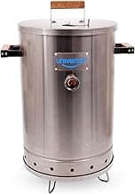 Universal 20-pound Stainless Steel (25-servings) Charcoal Barrel Smoker with Thermometer & Airlock system - 20.5"x 29.6" x ⌀15.5", 2 in 1 Vertical Grill and Smoker, Slow Cooking Barrel