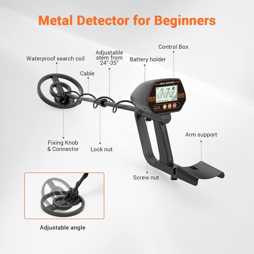 ENGiNDOT Metal Detector 3 Modes for Adults and Kids High Accuracy with LCD Display, 3 Audio Tone, DISC Mode, Waterproof Coil, Carrying Case