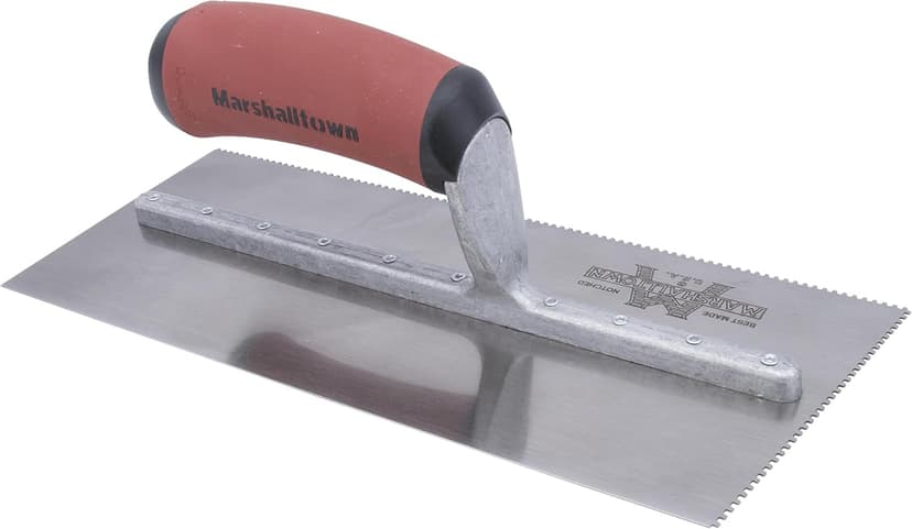 MARSHALLTOWN Cut-Back Notched Trowels, Left-Handed, Square Notch Shape, 1.5mm X/Y/Z-Notch Size, Made In The USA, 761SDL