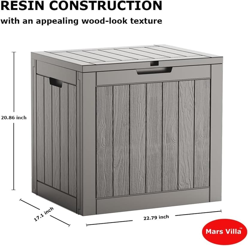Deck Box, Waterproof Weatherproof and UV Resistant Resin Storage Bin with Lockable Lid, Ideal for, Outdoor, Patio Furniture Cushions, Pool Supplies, Garden Tools (31 Gallon, Grey)