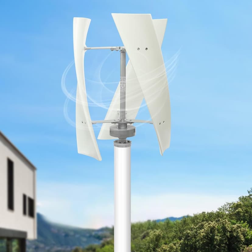 Wind Turbine, 500W Vertical Axis Wind Turbine Generator Home Windmill Kit Hybrid Wind System with Controller for Home, Business, Industrial Energy Supply (500W 12V White)