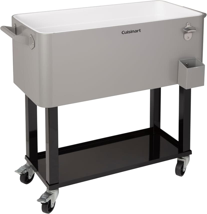 Cuisinart 80 Qt Cooler Cart, Portable Outdoor Beverage Cooler with Storage Shelf, Bottle Opener and Cap Collector, Summer BBQs, Cookouts and Tailgates, 48 Hour Cold Drinks, Chill, Fresh Sodas and Beer