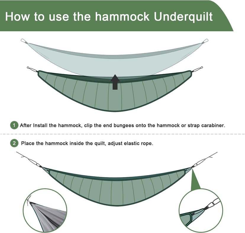 G4Free Hammock Underquilt for Single & Double Camping Hammocks, Lightweight Portable Top Warm 4 Season Winter Under Quilt for Outdoor Camping Hiking Backpacking