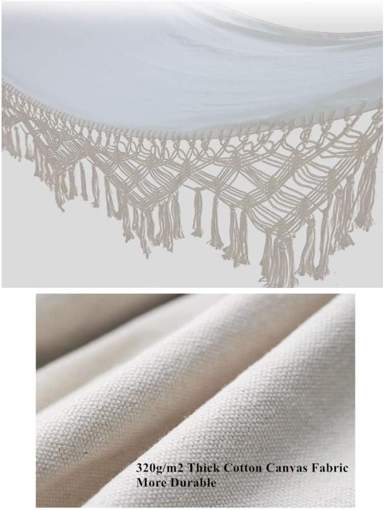 Hammock Brazilian Double Hammocks Soft Comfortable Fabric Cotton Canvas Hanging Portable Two Person Hammock Boho Fringe Large for Adults Backyard Travel
