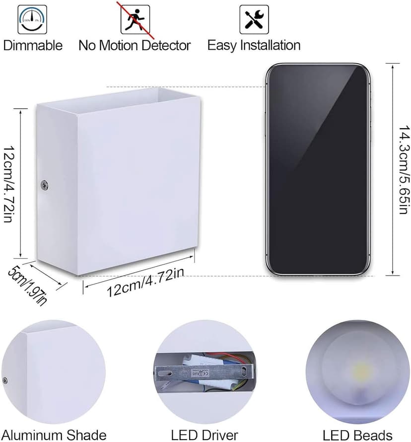 Lightess Modern Wall Sconce Dimmable 10W Hardwired, Up Down Wall Mount Lights Indoor Mini Metal LED Wall Lamp for Living Room Bedroom Hallway Decor, Warm White, O1181TP