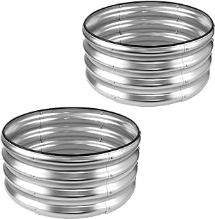 JERIA Raised Garden Bed,Galvanized Raised 2 PCS 2×2×1ft Planter Boxes Outdoor with Easy Assembly, Round Garden Bed for Vegetables, Fruits, Flowers