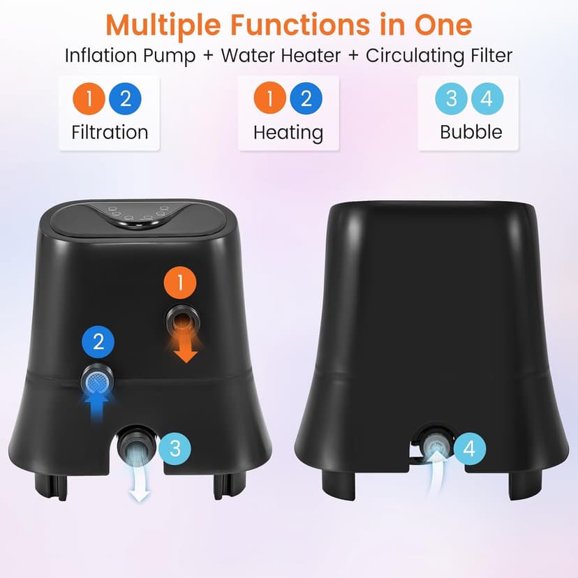 GYMAX Hot Tub Heater Pump, 1350W Electric Control Machine with Thermostatic Heating, Soothing Bubble Massage, Filtration System, LED Touch Panel & Freeze Protection, Inflatable SPA Pool Pump