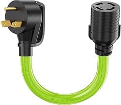 30 Amp to 4 Prong Generator Adapter Cord, Generator Transfer Switch Adapter Cord, NEMA TT-30P Male to L14-30R Female, Generator to House Adapter Cord, 30 Amp 10 Gauge STW