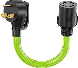 30 Amp to 4 Prong Generator Adapter Cord, Generator Transfer Switch Adapter Cord, NEMA TT-30P Male to L14-30R Female, Generator to House Adapter Cord, 30 Amp 10 Gauge STW