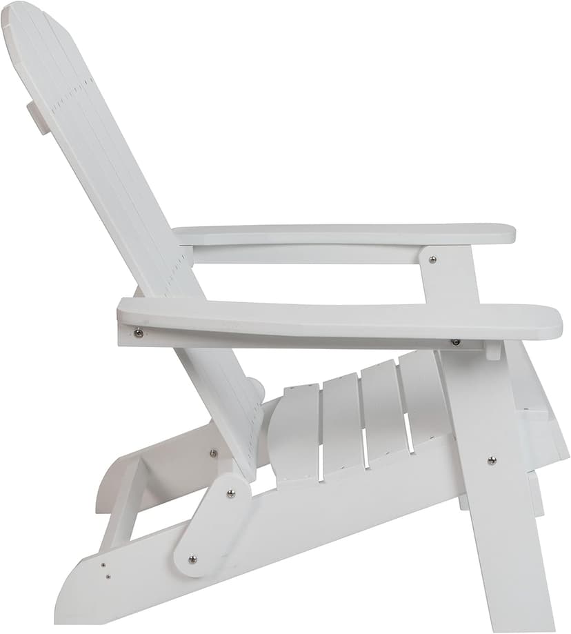 Flash Furniture Charlestown Commercial Folding Adirondack Chair - White - Poly Resin - Indoor/Outdoor - Weather Resistant