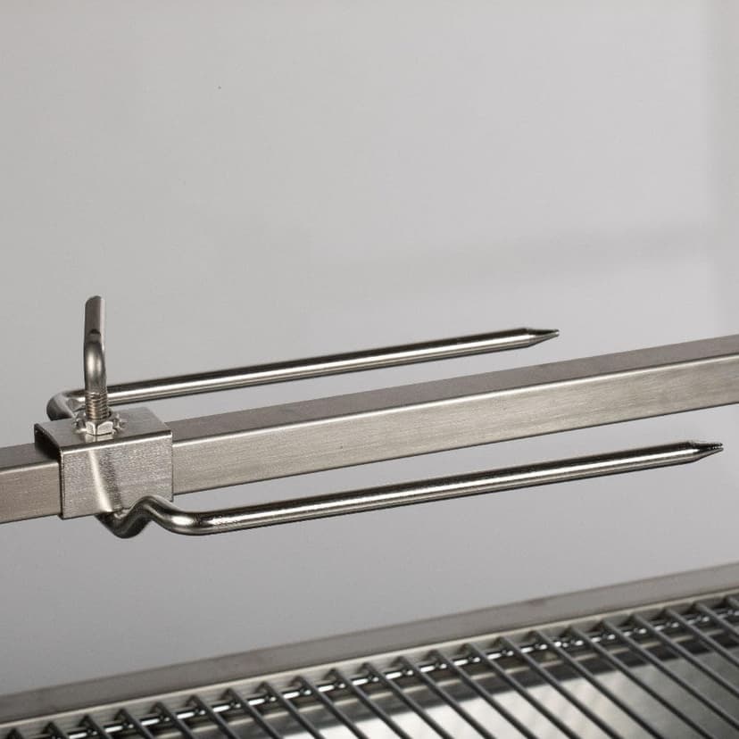 TITAN GREAT OUTDOORS Ash & Ember 13W Stainless Steel Rotisserie Grill, Rated 85 LB for Medium Game, 4 RPM Rotation Speed, Outdoor Grill with Dual Prong Spit Rod, Single Leg Bracket, and Spine Fork
