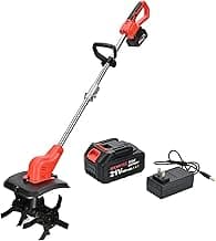 21v Cordless Tiller Cultivator, 300 RPM Tiller Has Battery Capacity Display with 4.0 Ah Battery, 11 in Tilling Width, 8 in Depth Rototiller for Lawn/Gardening/Soil Cultivation by MKMKYEE
