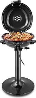 HAPPYGRILL 1600W Outdoor Electric Grill BBQ Grill for 15-Serving, Electric Barbecue Grill for Indoor & Outdoor Use, Portable Stand BBQ Grill for Patio Balcony Kitchen Garden