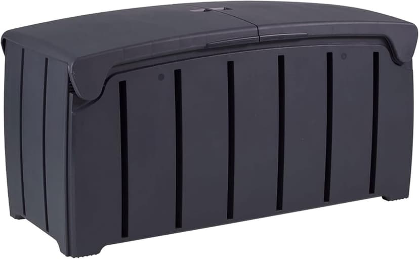Products 85 Gallon (321L) Outdoor Storage Organization Bin, Patio Deck Box with Dual Door Lid for Garden, Pool, & Furniture Accessories, Black