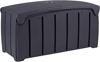 Products 85 Gallon (321L) Outdoor Storage Organization Bin, Patio Deck Box with Dual Door Lid for Garden, Pool, & Furniture Accessories, Black