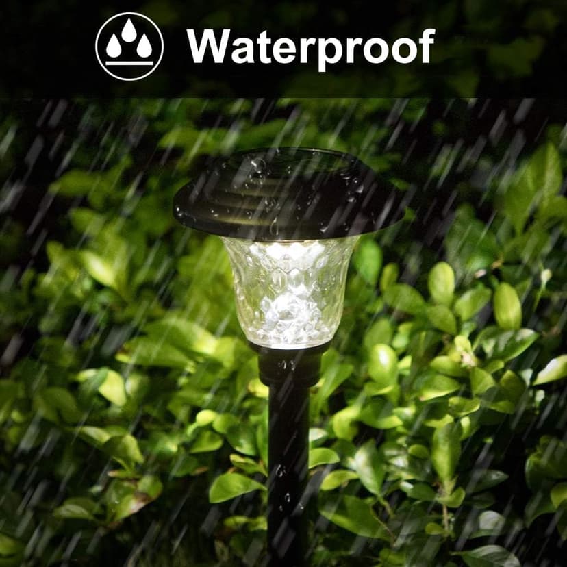 Beau Jardin 8 Pack Solar Pathway Lights Outdoor Solar Powered Lights Waterproof Glass High Lumen for Garden Landscape Path Yard Walkway Patio Driveway Outside Colored Color Changing White Black