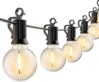 Brightown Led String Lights Outdoor 50Feet G40 Patio Lights with 52 Led Shatterproof Bulbs(2 Spare), Waterproof Led Globe Hanging Lights for Backyard Porch Bistro Balcony Decor, E12 Socket, 2200K