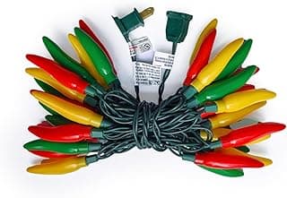 13.6FT Chili Pepper String Lights,Energy-Saving LED Outdoor/Indoor Decorative Lighting with 35 Multicolor Peppers for Christmas,Garden,Kitchen,Patio,Party and Carnival Decorations (Green Wire)