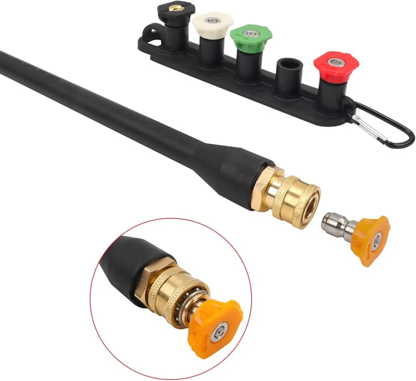 Pressure Washer Replacement Spray Wand with Turbo Nozzle and 5 Spray Tips and Belt Clip Nozzle Holder, Compatible with Husky Greenworks Ryobi Homelite Portland Electric Pressure Washers
